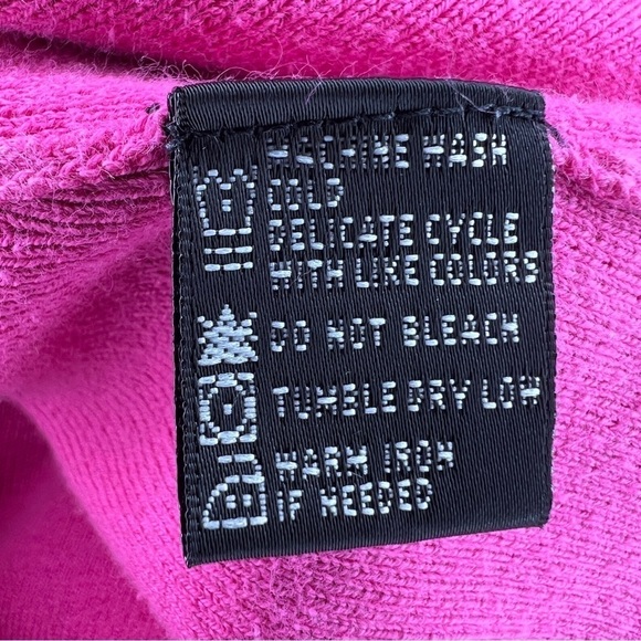 SMALL VINTAGE PIERRE CARDIN FUCHSIA PINK BLACK TRIM KNIT TOP PULLOVER STRETCH - Picture 6 of 6